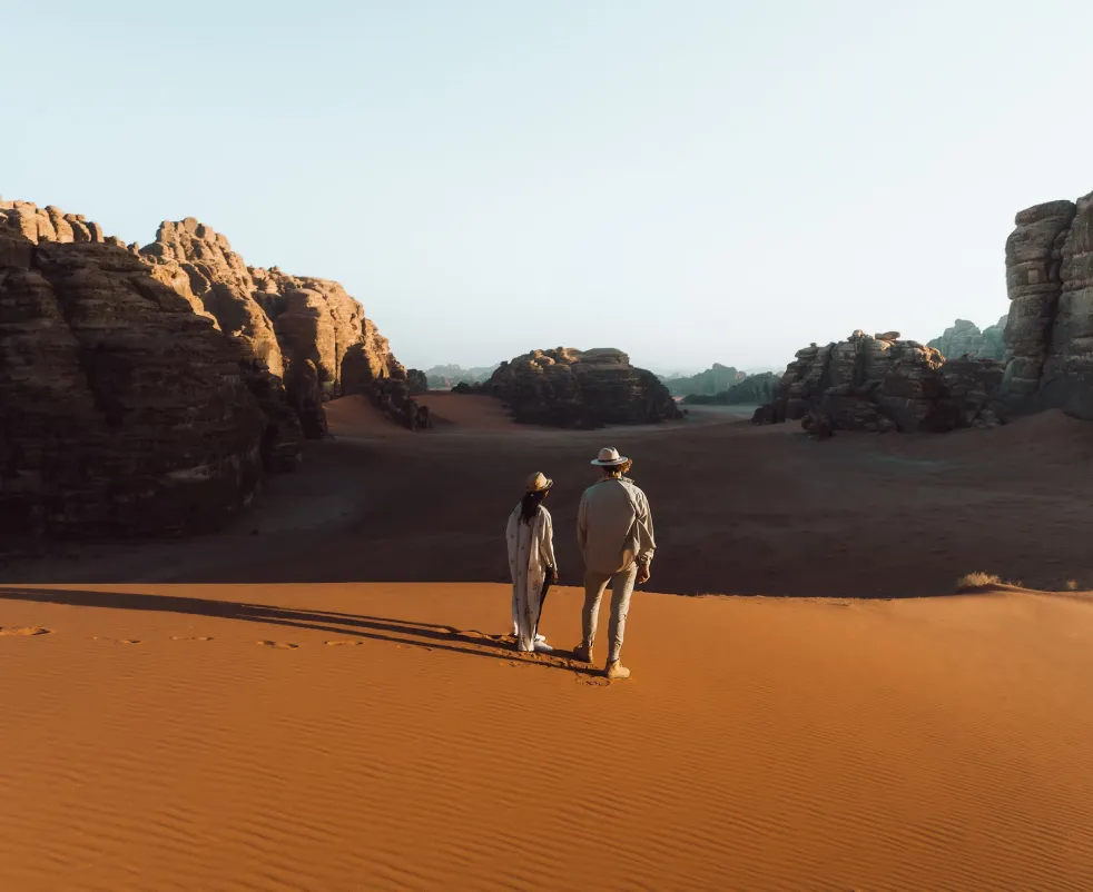two people standing