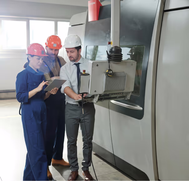 Engineers working with machinery