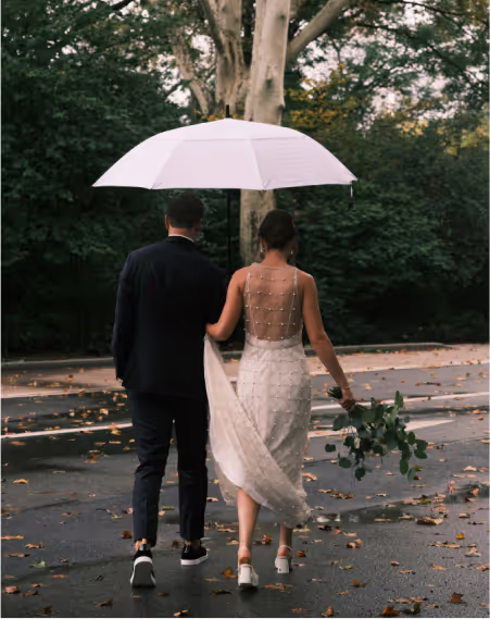 A wedding ceremony taking place outside